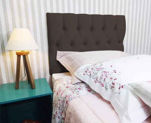 Estofado Painel Cama Box Solteiro Suede 90x58