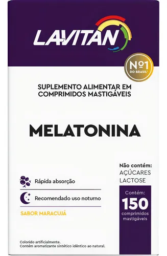 Lavitan Melatonina 0,21mg 150 Compimidos Mastigáveis Maracujá