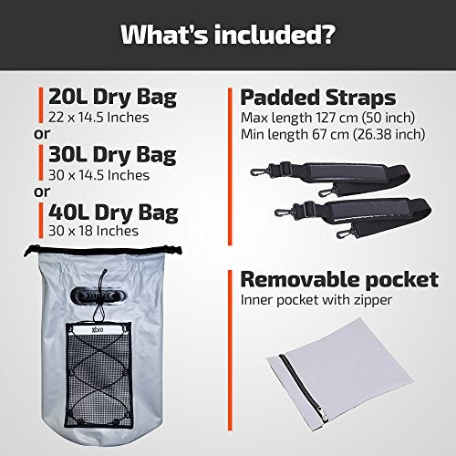 Imagen 6 de 6 de Zbro Waterproof Dry Bag Con 2 Bolsillos, Correas Acolchadas