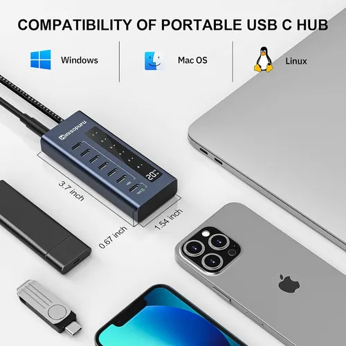 Hub Usb-c Con Alimentación Minisopuru: Adaptador Usb-c 7 ...