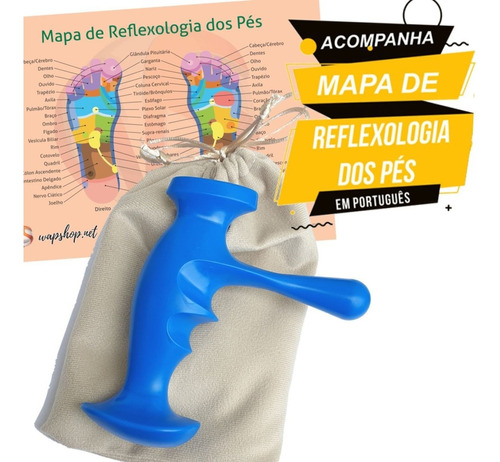 Massageador Anatômico Reflexologia Podal Acupuntura Com Mapa Cor Azul