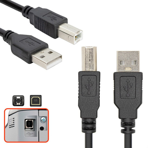 Cabo 2.0 Usb Para Impressoras A+b Hp Epson Canon - 3 Mts Cor Preto