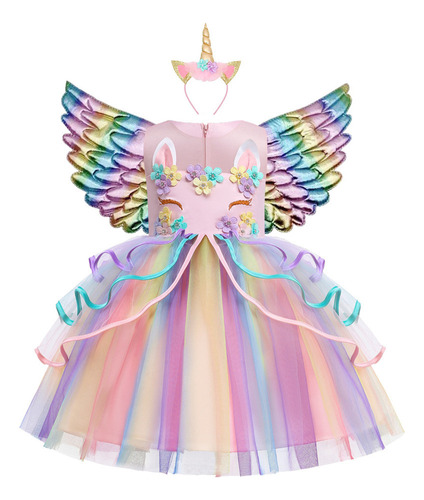 Vestido Unicornio Niña Bebe De Princesas Cumpleaños Disfraz2