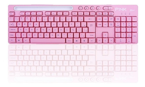 Teclado Rosa Keyboard Br Com Ç Plug And Play Para Desktop Pc