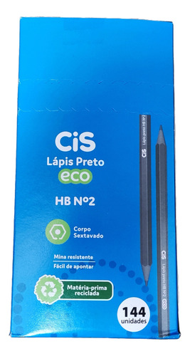 Kit Lápis Preto Cis Eco Sextavado Macio Hb Nº2 C/20 Unidades