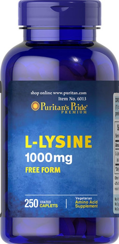 Puritans Pride Aminoacido L-lysina 1000 Mg 250 Caps Ptr Sabor Sin Sabor