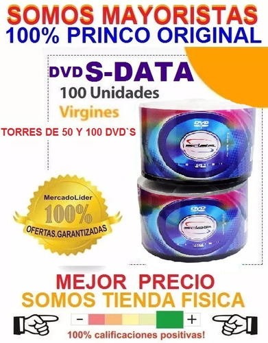 Imagen 1 de 5 de Dvd Virgen S-data 4.7 Gb Sp 120 Min.1x-16x Paquetes De 50