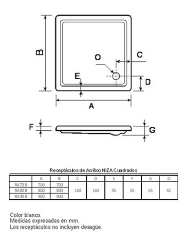 Imagen 2 de 9 de Receptáculo Ducha Ferrum Niza Ra80 Acrílico Cuadrado 80x80