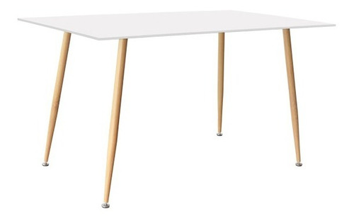 Mesa Iriarte Blanca Patas Simil Madera 140x90cm C