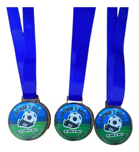 Kit 20 Medalhas Personalizadas Aniversario Futebol 5cm