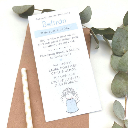 Imagen 7 de 8 de Kit Imprimible Angelito Bautismo Nene Varón Personalizado