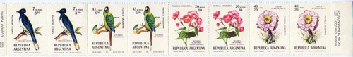 Imagen 2 de 2 de Argentina Serie X 4 Sellos Mint Filatelia Argentina Aves Urraca Y Guacamayo, Flores Begonia Y Cardón Año 1976
