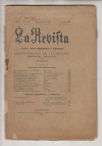 1900 La Revista N° 7 Julio Herrera Y Reissig Uruguay Escasa