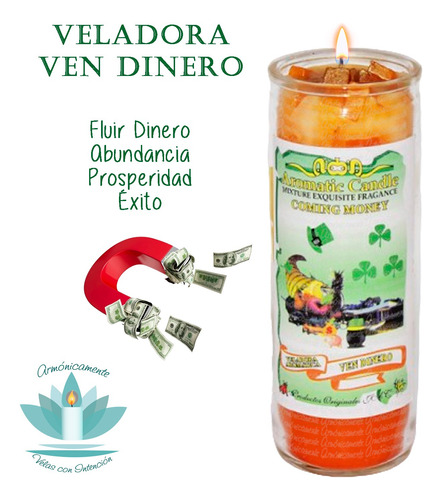 Veladora Ven Dinero - Abundancia, Pagos Oportunos, Éxito