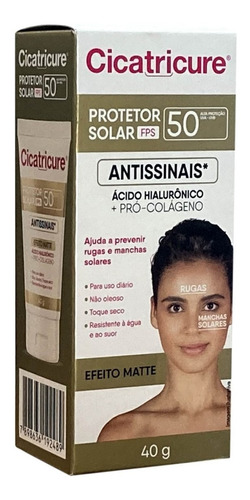 Cicatricure Protetor Solar Facial Fps 50 + Acido Hialurônico
