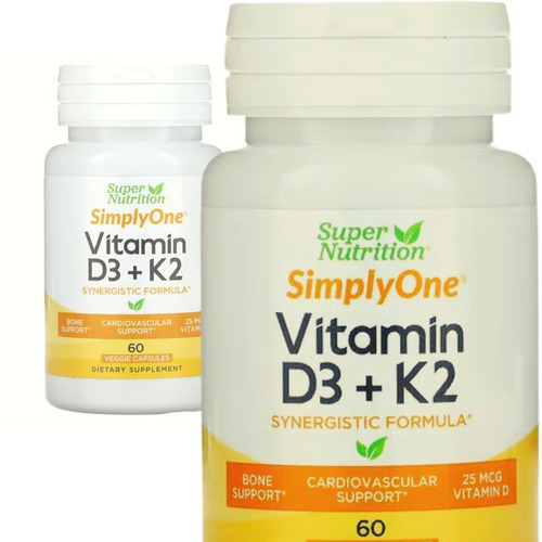 Vitamina D3 + K2 Importada 60 Caps Super Nutrition