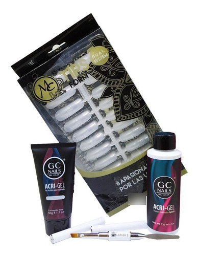 Kit Acrigel + 1 Tubo + Pincel + Tips Dual + Splash Gc Nails