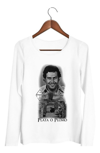 Remera De Mujer Pablo Escobar Dibujo Plata O Plomo Ml