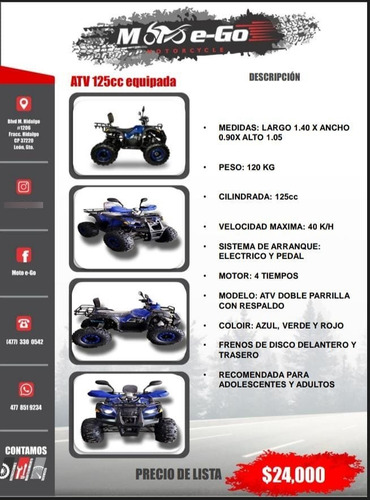 Nuevas Atv 125cc Semi Automática Con Reversa