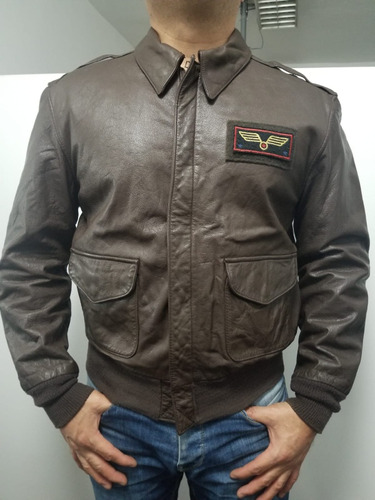 7k Casaca Aviador Piloto Bomber Cooper Talla M Cuero Natural