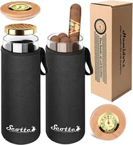Comprar Estuche Portátil Cigarro Habano Viaje Humidor C\u002F Higrómetro