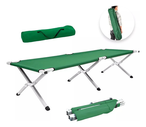 Cama Portátil Para Camping Tipo Militar Reforzada Verde