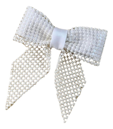 Accesorio Hebilla Fiesta Para Pelo Moño Lazo Bordado Perlas Color Crema
