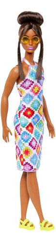 Barbie Fashionista Muñeca Vestido Blanco Con Rombos Con Ropa