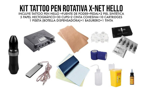 Kit Tattoo Máquina Pen Rotativa + Equipamiento +  Insumos