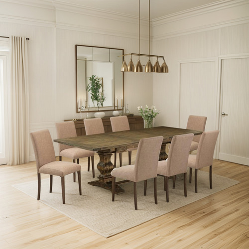 Juego De Mesa Moderno 9 Piezas - Mesa Rectangular 8 Sillas