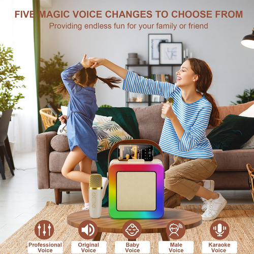 Máquina De Karaoke Jauyxian Portátil Bluetooth Con 2 Micrófo