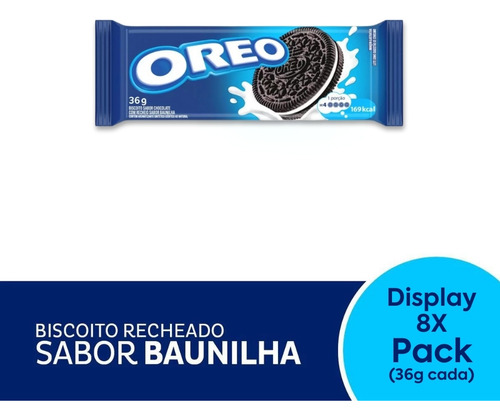 Biscoito Oreo Recheado Baunilha Tradicional Kit 8un De 36g