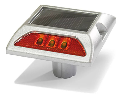 Tacha Solar 132mmx122mmx74 Doble Led Rojo