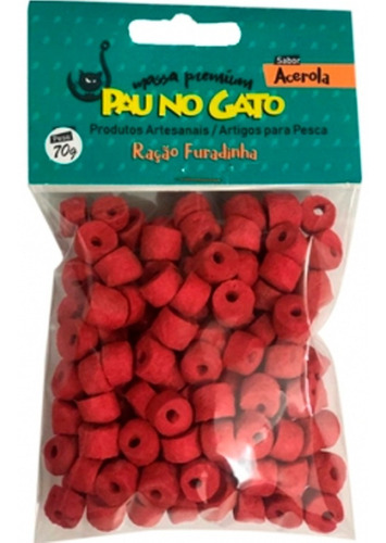 Massa Pesca Pau No Gato Ração Furadinha 70g - Sabor Acerola