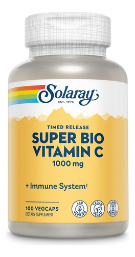 Súper Bio Vitamina C 1000 Mg Solaray 100 Cápsulas Veganas