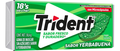 Chicles Yerbabuena Trident Goma Mascar Hierbab Fresco