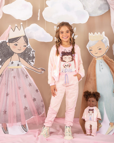 Conjunto Infantil Com Paetê Ma0153 Mais A Roupa Da Boneca