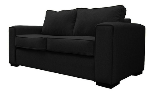 Sofá Gabro 3 Cuerpos Chenille Tipo Lino Negro