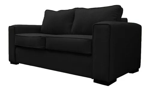 Sofá Gabro 3 Cuerpos Chenille Tipo Lino Negro