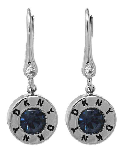 Aretes Plateadoss Dkny Colgante Cristal Azul