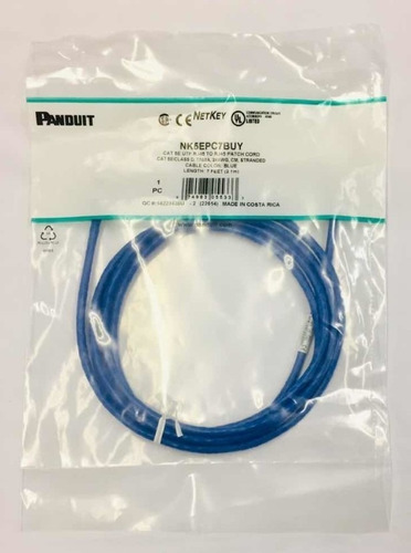 Cable De Red Patch Cord Cat5e Panduit Azul 7 Pies 2.10mts