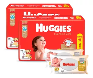 Huggies Supreme Care Pack X 2 + Toallas Oleo Calcareo 80 X 2