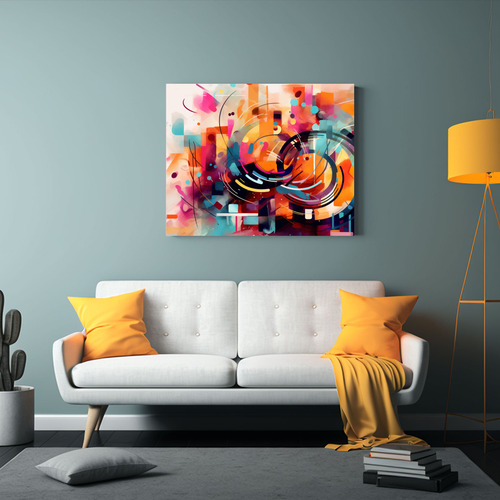 65x50cm Cuadro Tela Abstracto Inspirado En Kandinsky Flores