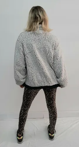 Campera Bomber Corderito Gris Vison Super Abrigada T Unico (Usado)