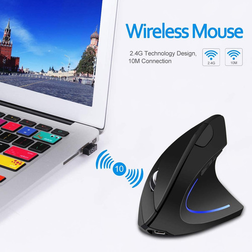 Mouse Vertical Sem Fio Com Design Ergonômico