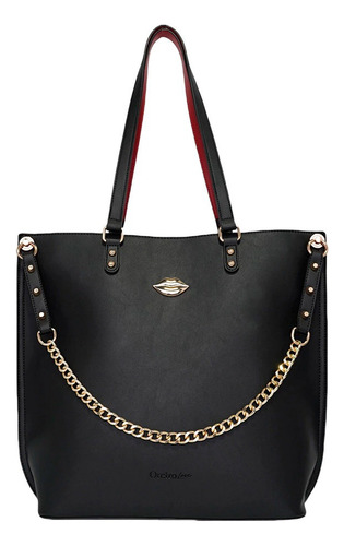 Tote Netu Mujer Las Oreiro Negro Lisa Oro Oro/negra