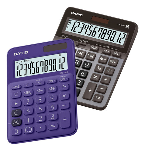 2 Calculadoras De Escritorio Casio Gx-120b + Ms-20uc Colores