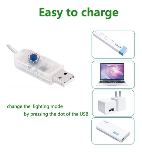 Luces De Cortina Usb Hada Cadena Brillante Luces 200 Led 2m