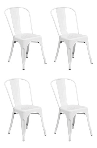 Silla De Comedor Tolix Reforzada De Hierro 4 Unidades Niviko Estructura De La Silla Blanco Asiento Blanco