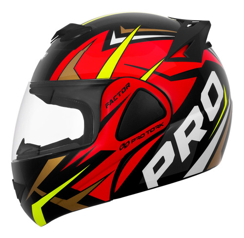 Capacete Para Moto Pro Tork Escamoteável V-pro Jet Factor Vermelho Tamanho 62 